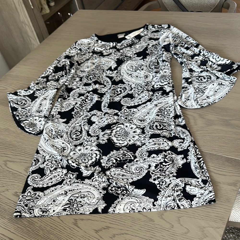 Chico's Black and White Paisley Top